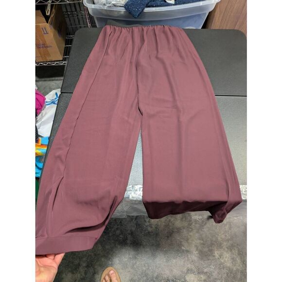 Suzy D High-Waisted Elastic Waistband Andrey T Trouser Pants  Merlot Size Large - Picture 3 of 7